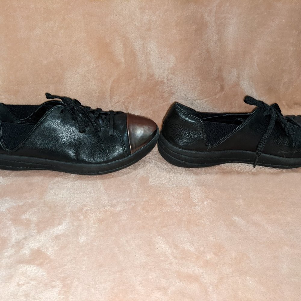 Fitflop F-Sporty Mirror Toe black leather sneaker size 11 - Picture 2 of 5